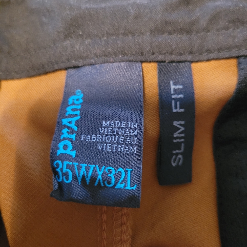 Prana mens slim fit atypical 5 pocket brown pants - 35 X 32. L89 - Picture 7 of 9